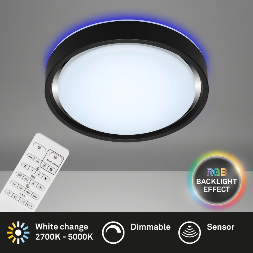 Briloner 3227-015 - LED RGB dimmelhető mennyezeti lámpa érzékelővel TALENA LED/24W/230V fekete + távirányító