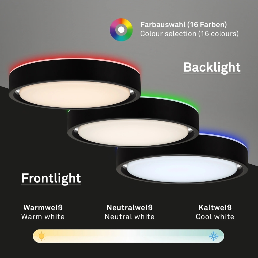 Briloner 3227-015 - LED RGB dimmelhető mennyezeti lámpa érzékelővel TALENA LED/24W/230V fekete + távirányító