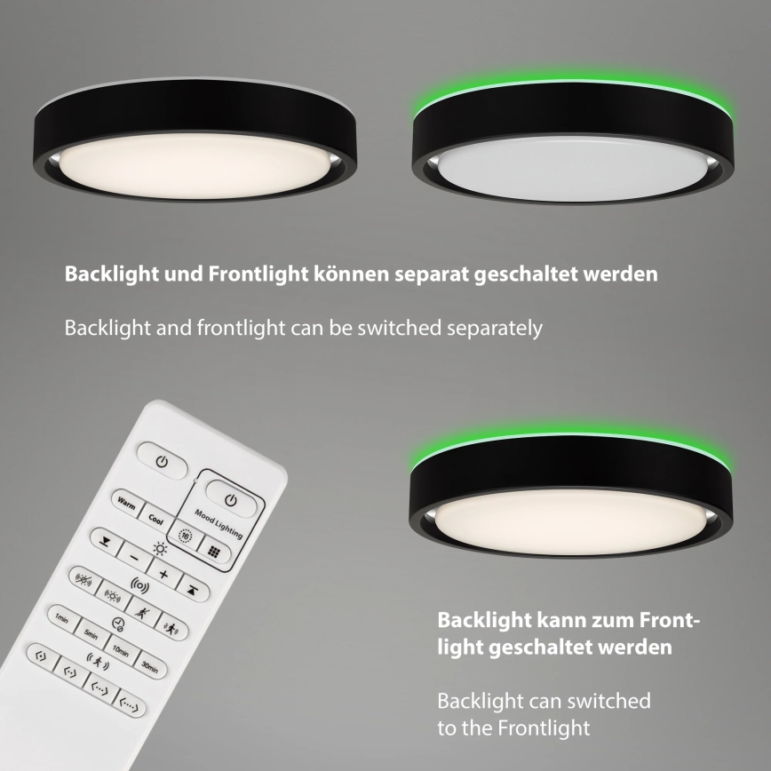 Briloner 3227-015 - LED RGB dimmelhető mennyezeti lámpa érzékelővel TALENA LED/24W/230V fekete + távirányító