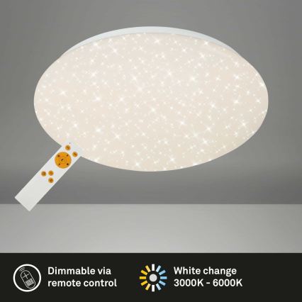 Briloner 3373-016 - LED dimmelhető mennyezeti lámpa STARRY LED/15W/230V 3000-6500K átm. 28 cm fehér + távirányító