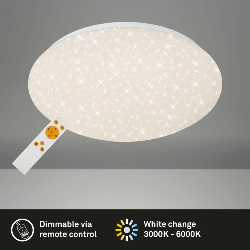 Briloner 3373-016 - LED dimmelhető mennyezeti lámpa STARRY LED/15W/230V 3000-6500K átm. 28 cm fehér + távirányító