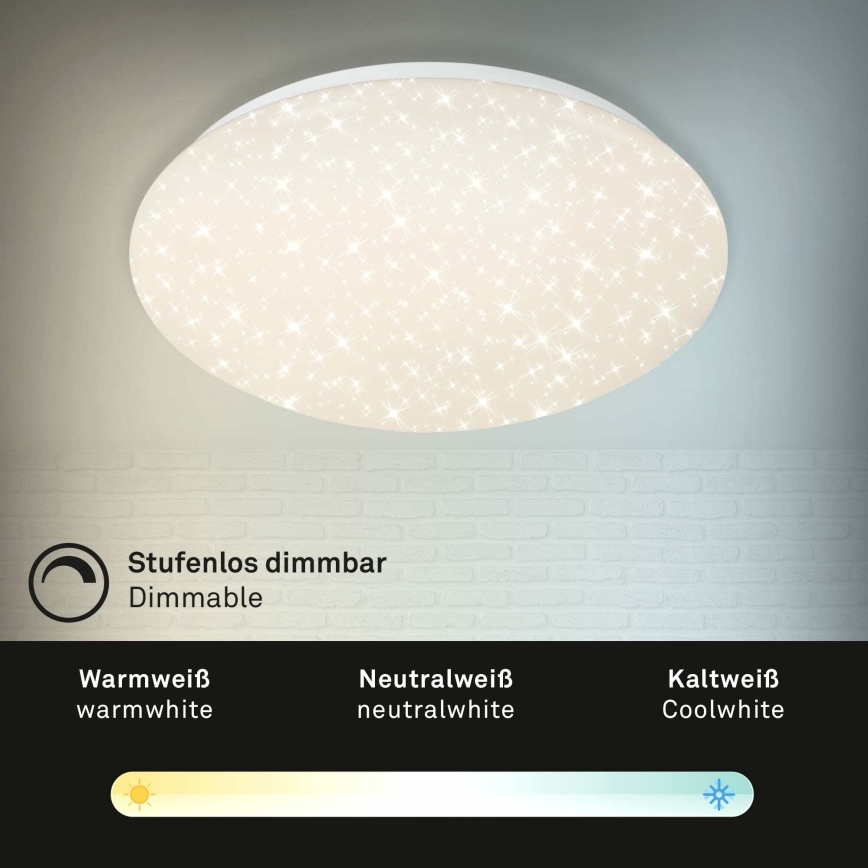 Briloner 3373-016 - LED dimmelhető mennyezeti lámpa STARRY LED/15W/230V 3000-6500K átm. 28 cm fehér + távirányító