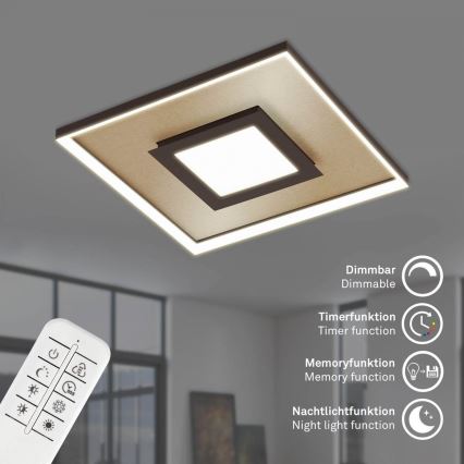 Briloner 3641-017 - LED Dimmelhető mennyezeti lámpa FRAME LED/30W/230V 2700-6500K arany + távirányítás