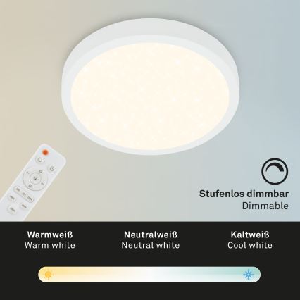 Briloner 3701-016 - LED Dimmelhető mennyezeti lámpa RUNA LED/18W/230V 2700-6500K fehér + távirányítás