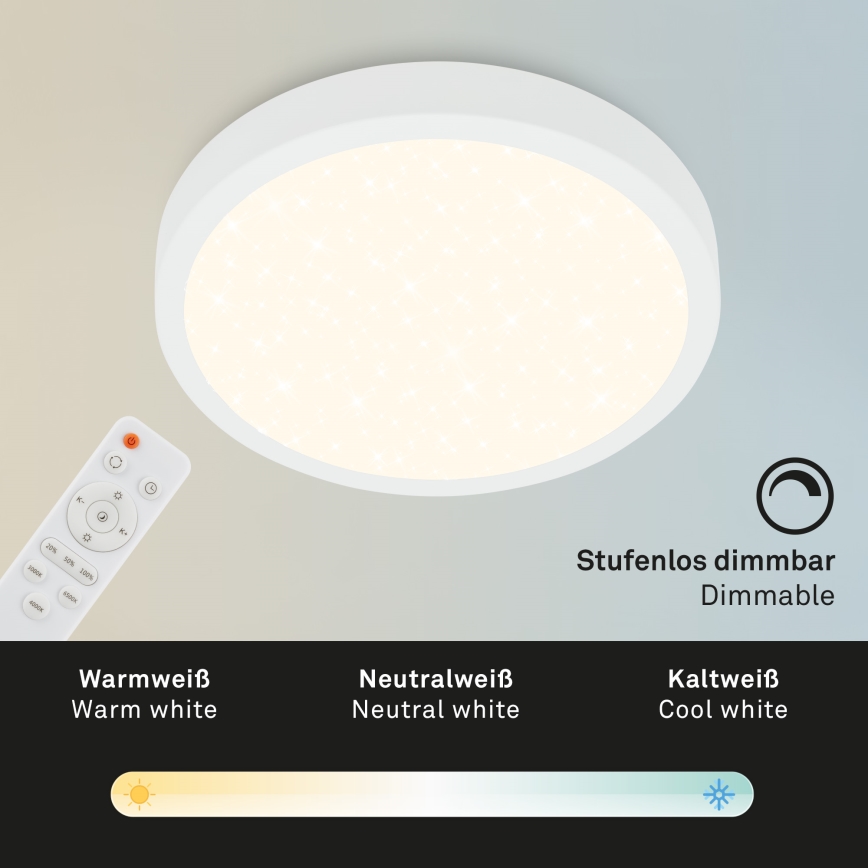 Briloner 3704-016 - LED Dimmelhető mennyezeti lámpa RUNA LED/22W/230V 2700-6500K fehér + távirányítás