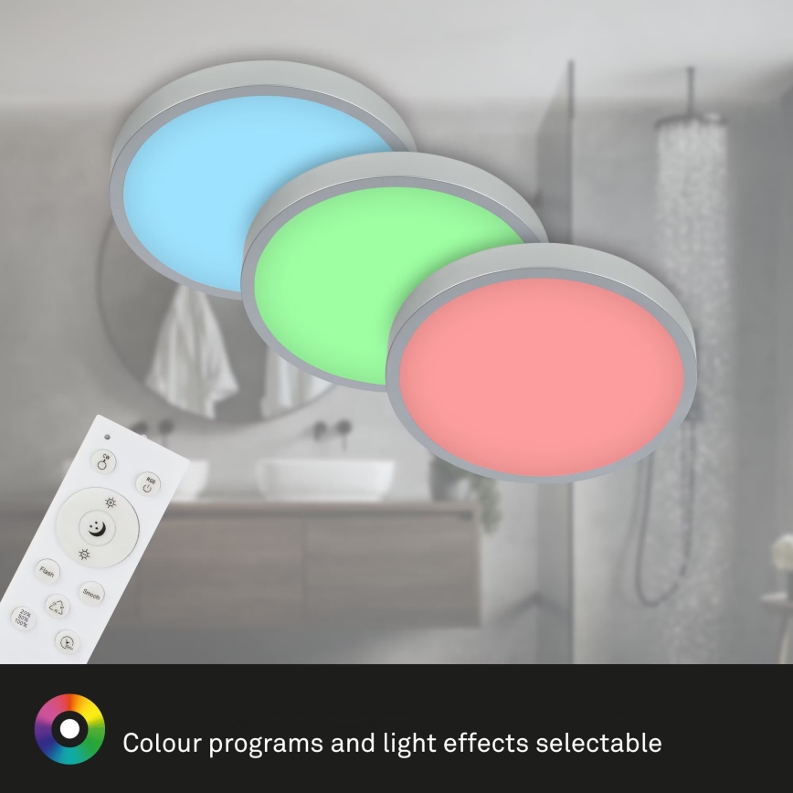 Briloner 3709-014 - LED RGBW Dimmelhető mennyezeti lámpa LED/22W/230V 4000K átm. 38 cm ezüst + távirányítás