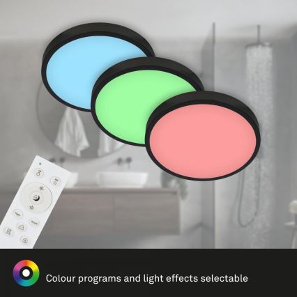 Briloner 3709-015 - LED RGBW Dimmelhető mennyezeti lámpa LED/22W/230V 4000K átm. 38 cm fekete + távirányítás