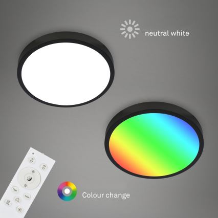 Briloner 3709-015 - LED RGBW Dimmelhető mennyezeti lámpa LED/22W/230V 4000K átm. 38 cm fekete + távirányítás