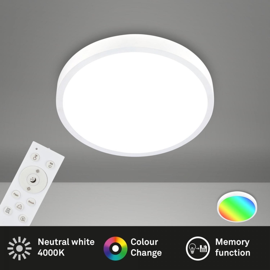 Briloner 3709-016 - LED RGBW Dimmelhető mennyezeti lámpa LED/22W/230V 4000K átm. 38 cm fehér + távirányítás
