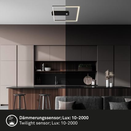 Briloner 3770-015 - FRAME mennyezeti lámpatest mozgás- és alkonyérzékelővel LED/14W/230V 3000K 30x32 cm fekete