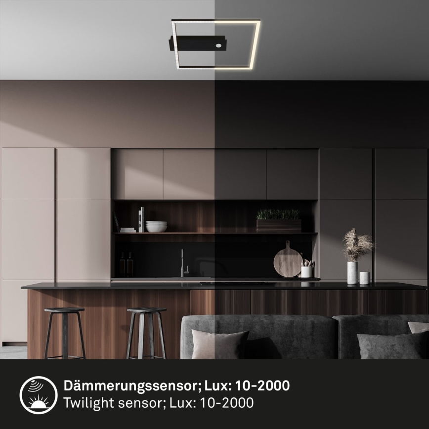 Briloner 3770-015 - FRAME mennyezeti lámpatest mozgás- és alkonyérzékelővel LED/14W/230V 3000K 30x32 cm fekete