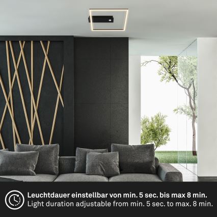 Briloner 3770-015 - FRAME mennyezeti lámpatest mozgás- és alkonyérzékelővel LED/14W/230V 3000K 30x32 cm fekete