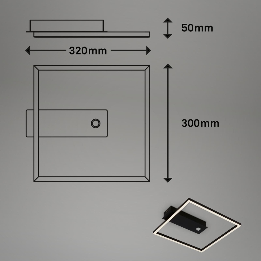 Briloner 3770-015 - FRAME mennyezeti lámpatest mozgás- és alkonyérzékelővel LED/14W/230V 3000K 30x32 cm fekete