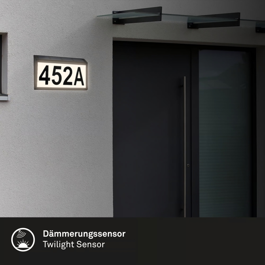 Briloner 3797015 - LED napelemes házszám LED/0,5W/1,2V 1200 mAh IP44