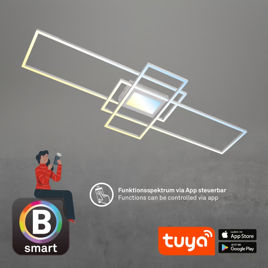Briloner 3812019 - LED fényerőszabályozható mennyezeti lámpa RAM LED/56W/230V Wi-Fi Tuya 111x42 cm + távirányító
