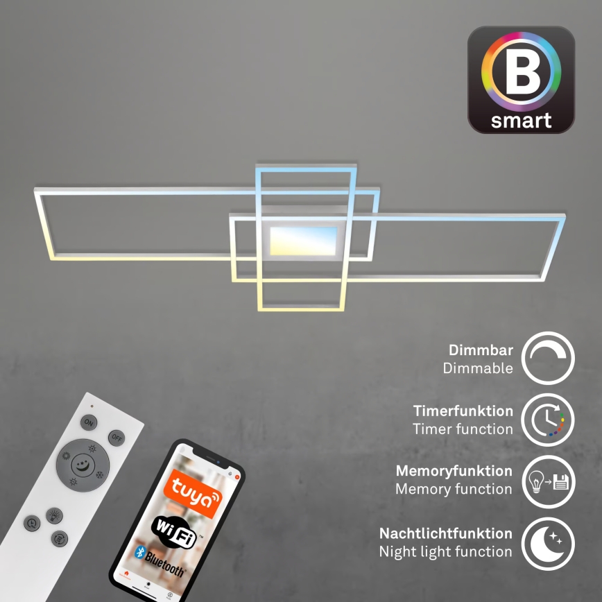 Briloner 3812019 - LED fényerőszabályozható mennyezeti lámpa RAM LED/56W/230V Wi-Fi Tuya 111x42 cm + távirányító