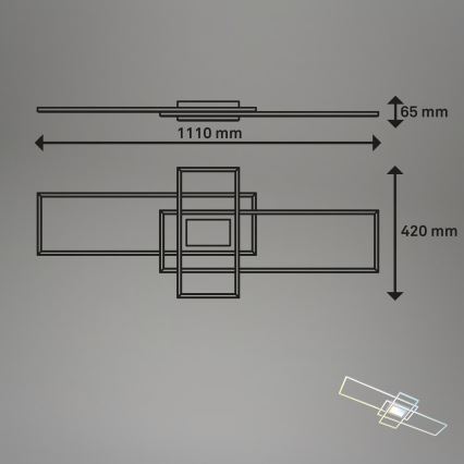 Briloner 3812019 - LED fényerőszabályozható mennyezeti lámpa RAM LED/56W/230V Wi-Fi Tuya 111x42 cm + távirányító