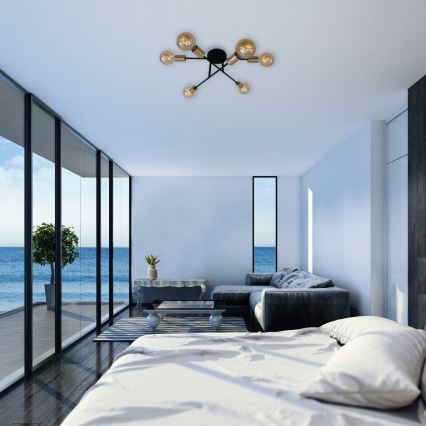 Briloner 3868-065 - Felületre szerelhető csillár BLACK STEEL 6xE27/60W/230V