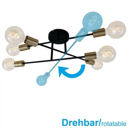 Briloner 3868-065 - Felületre szerelhető csillár BLACK STEEL 6xE27/60W/230V