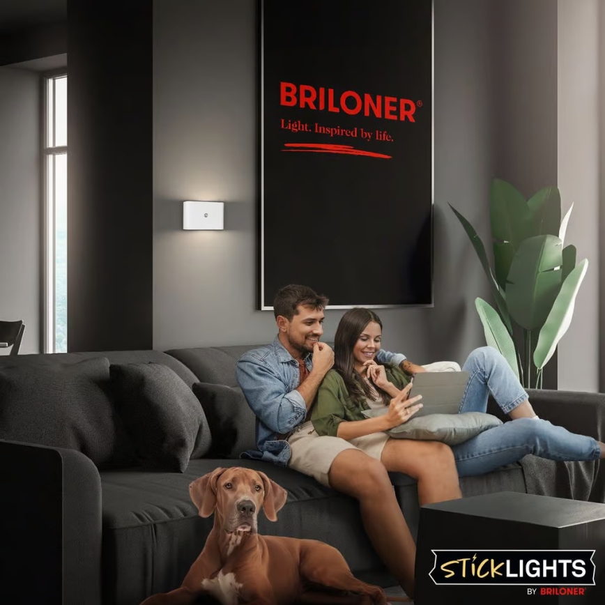 Briloner 3878016 - LED újratölthető fali lámpa mozgás- és alkonyatérzékelővel CHAT LED/3W/5V 2000 mAh fehér