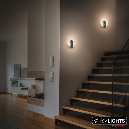 Briloner 3889015 - Tölthető LED fali lámpa mozgás- és alkonyérzékelővel TARO LED / 2,5 W / 5 V, 1800 mAh fekete