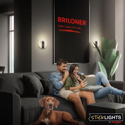 Briloner 3889015 - Tölthető LED fali lámpa mozgás- és alkonyérzékelővel TARO LED / 2,5 W / 5 V, 1800 mAh fekete