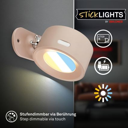 Briloner 3896011 - Dimmelhető, újratölthető LED-es fali lámpa TARI LED/1,6W/5V 1500 mAh, bézs