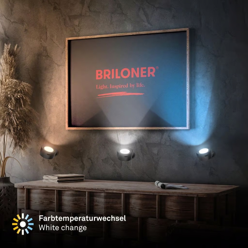 Briloner 3896015 - TARI LED dimmelhető újratölthető fali lámpa, 1,6W/5V, 1500 mAh, fekete
