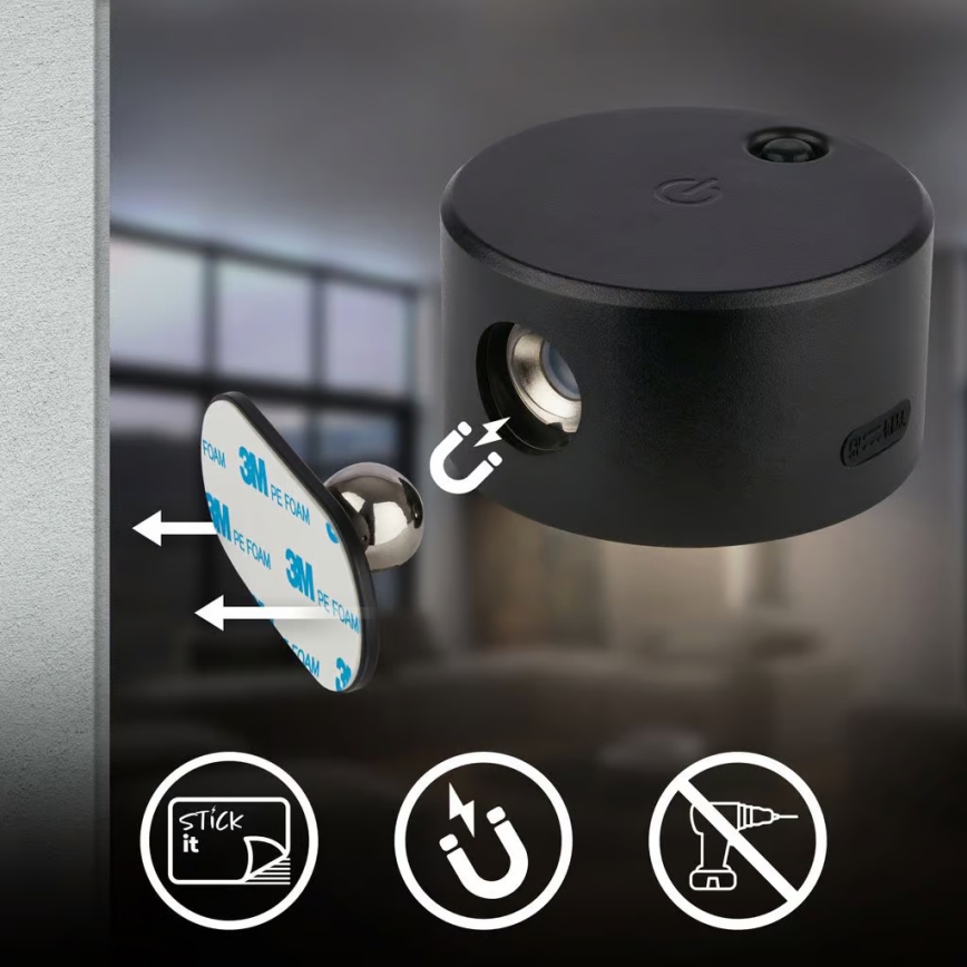 Briloner 3896015 - TARI LED dimmelhető újratölthető fali lámpa, 1,6W/5V, 1500 mAh, fekete