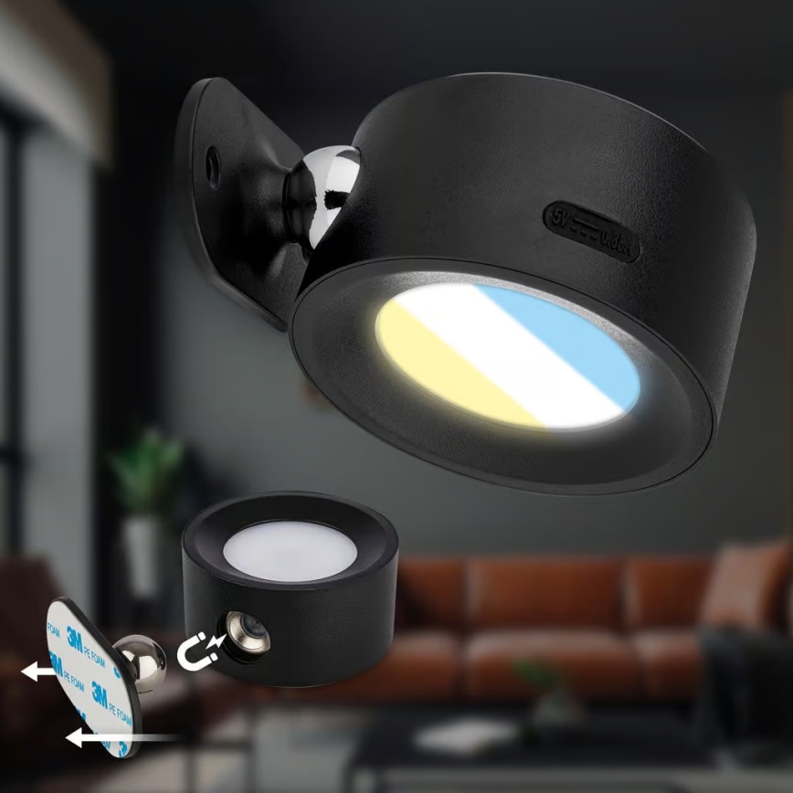 Briloner 3896015 - TARI LED dimmelhető újratölthető fali lámpa, 1,6W/5V, 1500 mAh, fekete
