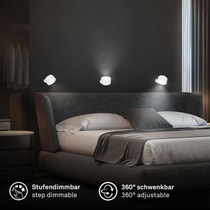 Briloner 3896016 - LED fényerőszabályozható újratölthető fali lámpa TARI LED/1,6W/5V 1500 mAh fehér