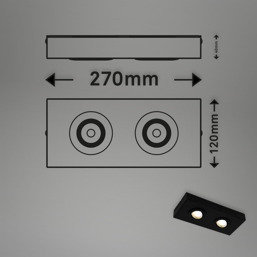 Briloner 3996025 - LED Spotlámpa CTS 2xLED/4W/230V 2700/4000K fekete