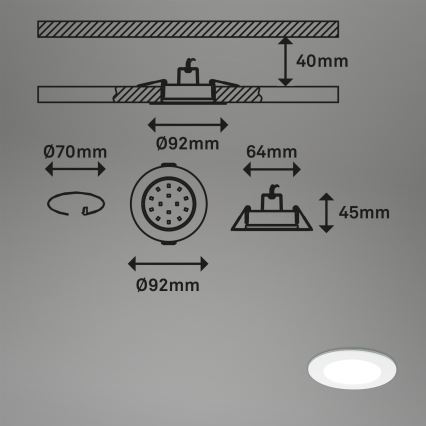 Briloner - 3 darabos RGBW LED szett, szabályozható fürdőszobai beépíthető lámpa LED/4,8W/230V 3000-6500K IP65 + távirányító