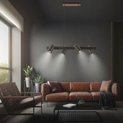 Briloner 4059045 - ERA kábeles csillár 4xGU10/10W/230V fekete