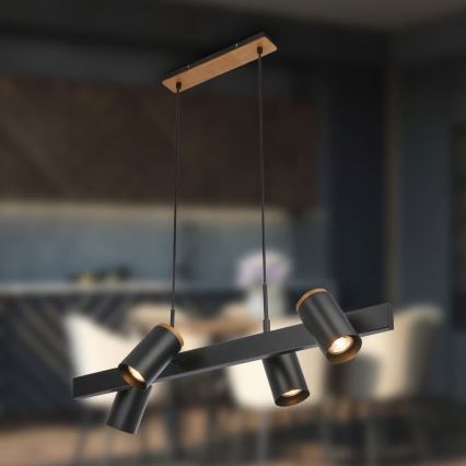 Briloner 4059045 - ERA kábeles csillár 4xGU10/10W/230V fekete