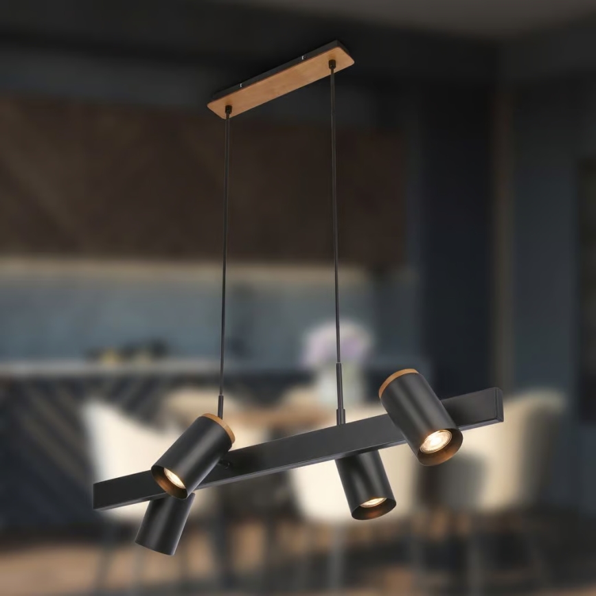 Briloner 4059045 - ERA kábeles csillár 4xGU10/10W/230V fekete