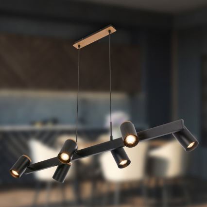 Briloner 4059065 - ERA kábeles csillár 6xGU10/10W/230V fekete