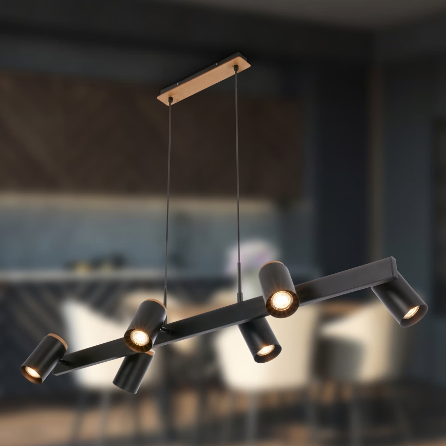 Briloner 4059065 - ERA kábeles csillár 6xGU10/10W/230V fekete