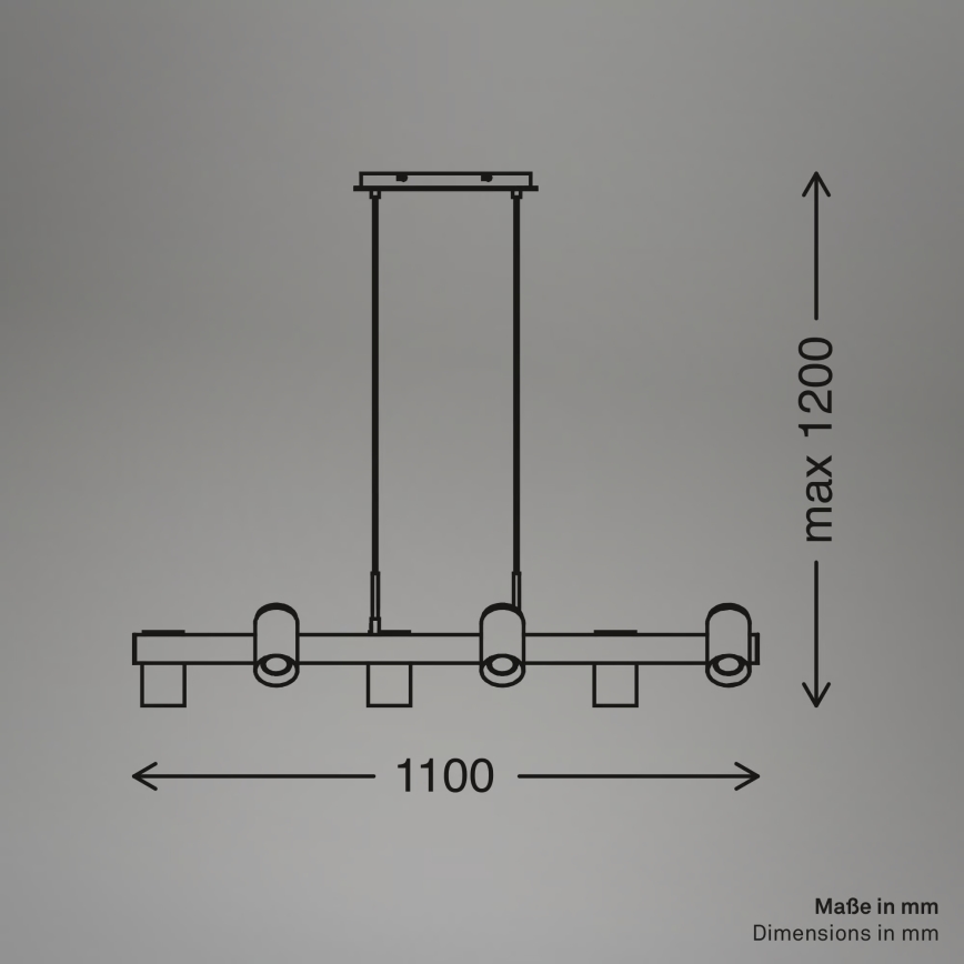 Briloner 4059065 - ERA kábeles csillár 6xGU10/10W/230V fekete