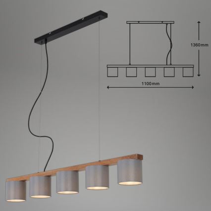 Briloner 4075-054 - RHON kábeles csillár 5xE14/25W/230V