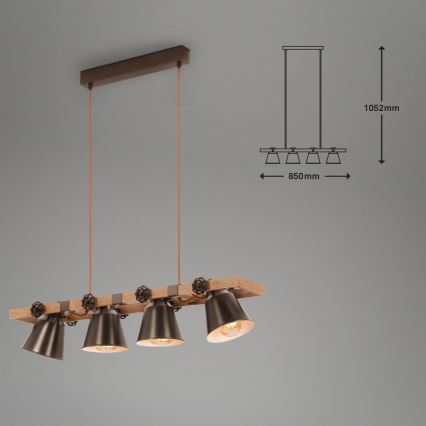 Briloner 4406-044 - Csillár zsinóron TALE 4xE27/40W/230V barna