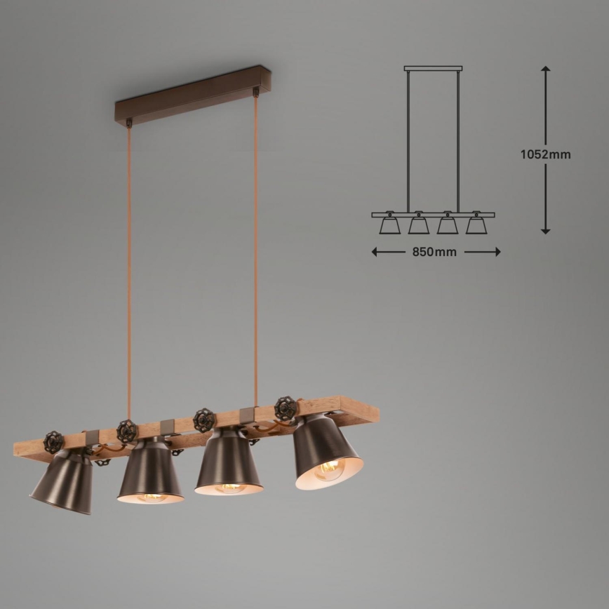 Briloner 4406-044 - Csillár zsinóron TALE 4xE27/40W/230V barna