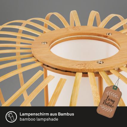 Briloner 4759031 - Függőlámpa kábelen 3xE27/10W/230V fekete/bambusz