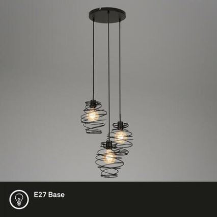 Briloner 4870-035 - Kábelen függő csillár, 3x E27/60W/230V
