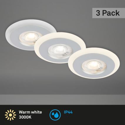 Briloner 7039034 - Szett 3xLED fürdőszobai süllyeszthető mennyezeti lámpa LED/5W/230V IP44 matt króm