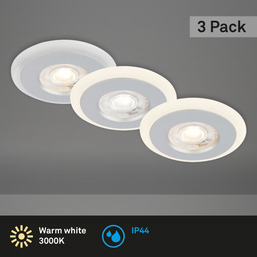 Briloner 7039034 - Szett 3xLED fürdőszobai süllyeszthető mennyezeti lámpa LED/5W/230V IP44 matt króm