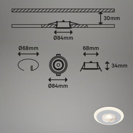 Briloner 7039034 - Szett 3xLED fürdőszobai süllyeszthető mennyezeti lámpa LED/5W/230V IP44 matt króm