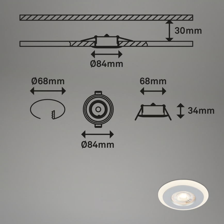 Briloner 7039034 - Szett 3xLED fürdőszobai süllyeszthető mennyezeti lámpa LED/5W/230V IP44 matt króm