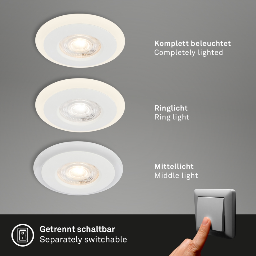 Briloner 7039036 - 3 darabos LED fürdőszobai beépíthető mennyezeti lámpatest LED/5W/230V IP44 fehér