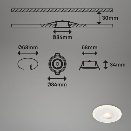 Briloner 7039036 - 3 darabos LED fürdőszobai beépíthető mennyezeti lámpatest LED/5W/230V IP44 fehér